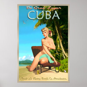 Affiche Épinglette d'affiche de voyage rétro de la plage d