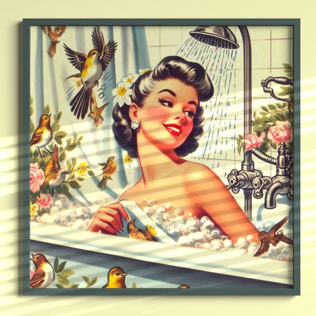 Affiche Épinglette de douche vintage (Créateur téléchargé)