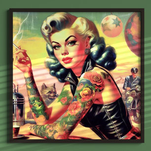 Affiche Épinglette de vélo tatouée