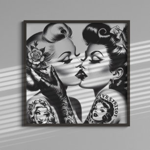 Affiche Épinglettes de baisers rétro