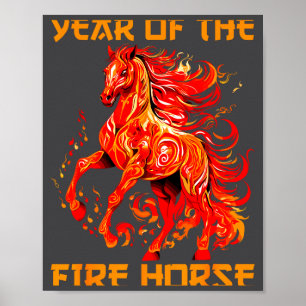 Affiche Épique année cheval feu lunaire nouvelle chinoise