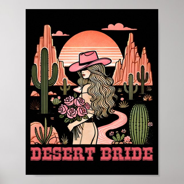 Affiche Epouse du désert Cactus Paysage Coucher de soleil  (Devant)