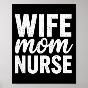 Affiche Épouse maman infirmière typographie en détresse fê
