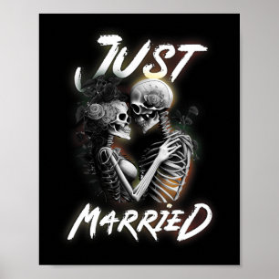 Affiche Épouse mariée Halloween squelette mariée et Mariag