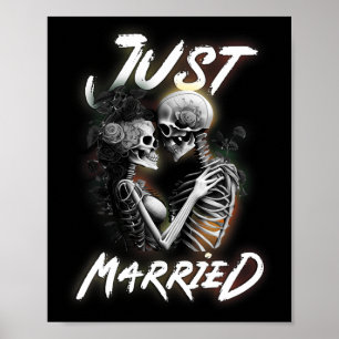 Affiche Épouse mariée Halloween squelette mariée et Mariag