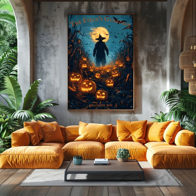 Affiche Épouvantail Halloween avec des citrouilles lumineu (Créateur téléchargé)