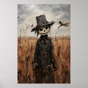 Affiche Épouvantail Mignon Dans Un Champ D'Automne, Hallow