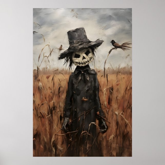 Affiche Épouvantail Mignon Dans Un Champ D'Automne, Hallow (Devant)
