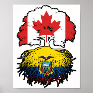 Affiche Equateur Drapeau canadien équatorien des racines d