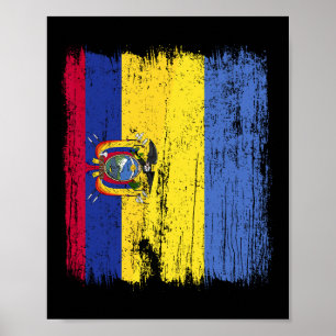 Affiche Equateur Ukraine Demi-drapeau équatorien ukrainien