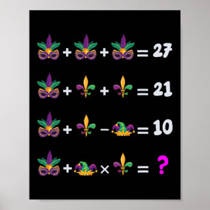 Affiche Équation de maths de Mardi Gras pour les étudiants