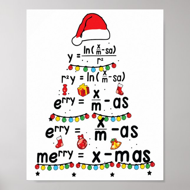 Affiche Équation Math Joyeux X mas Funny Enseignant Math C (Devant)