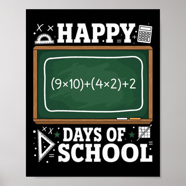 Affiche Équation mathématique drôle Joyeux 100 jours d'éco (Devant)