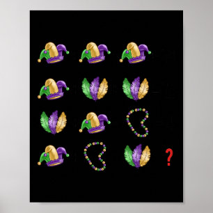 Affiche Equation mathématique Mardi Gras Perles Masques Ma