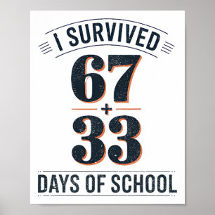 Affiche Équation mathématique scolaire 67+33 Rétro 100e jo