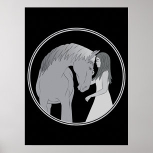 Affiche Équestre équestre fille et cheval
