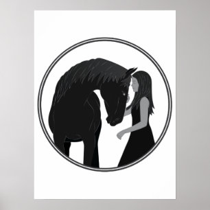 Affiche Équestre équestre fille et cheval