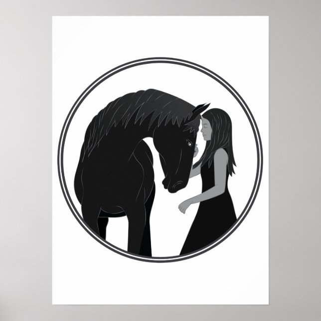 Affiche Équestre équestre fille et cheval (Devant)