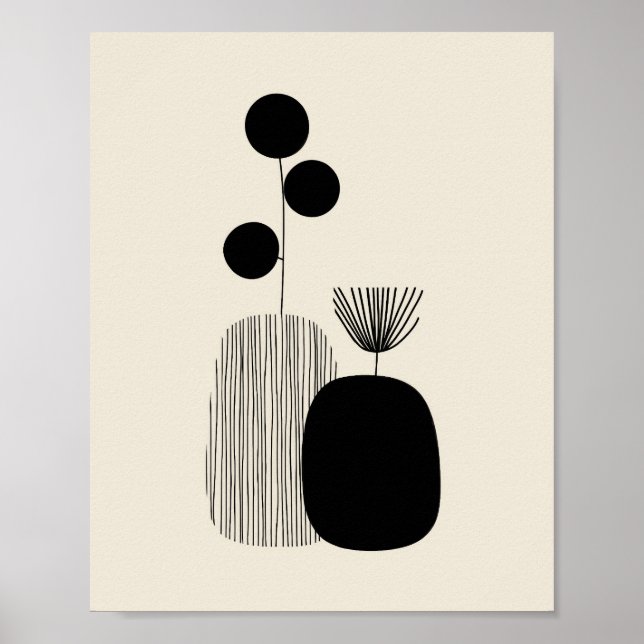 Affiche Équilibre Botanique – Illustration de Vase Minimal (Devant)