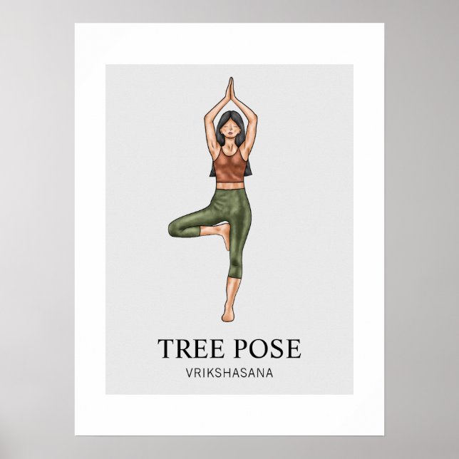 Affiche Équilibre de yoga en posture de l'arbre Étirement  (Devant)