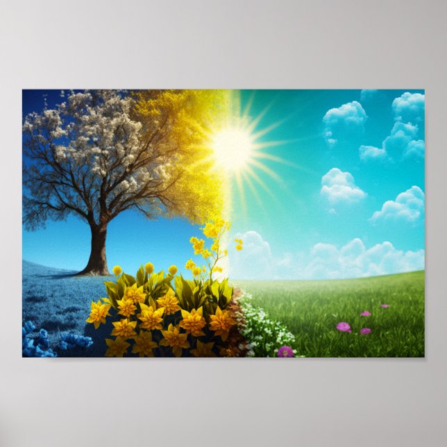 Affiche Équinoxe du printemps Arbre à frites ensoleillé (Devant)