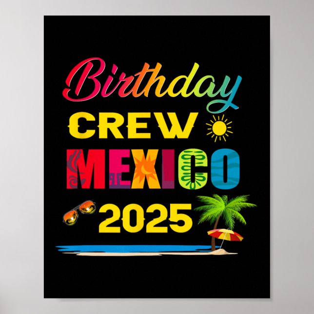 Affiche Équipage d'anniversaire Mexique 2025 Croisière Vac (Devant)