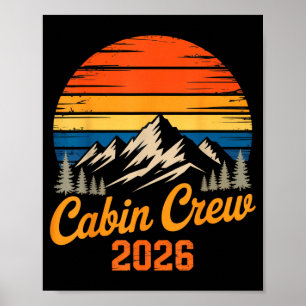 Affiche Équipage de cabine 2026 montagne rétro coucher de 