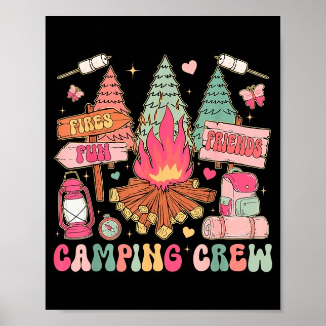 Affiche Équipage de camping drôle feu de camp familial ass (Devant)