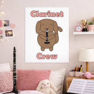 Affiche Équipage de clarinette mignon Chien musicien brun