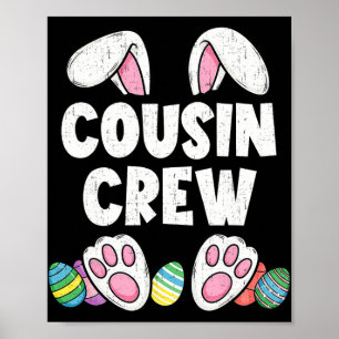 Affiche Équipage de cousin lapin de Pâques familial drôle 