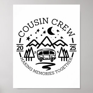Affiche Équipage de cousins 2025 Voyage de camping Créatio