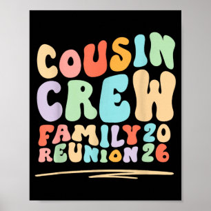 Affiche Équipage de cousins groovy rétro réunion de famill