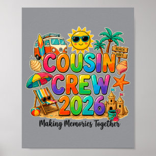Affiche Équipage de cousins Squad 2026 Vacances d'été Plag