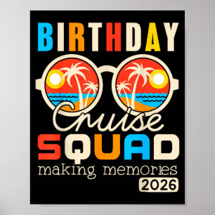 Affiche Équipage de croisière d'anniversaire en vacances e