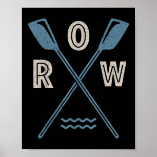 Affiche Équipage de rameur de rang barreur bateau à rames 