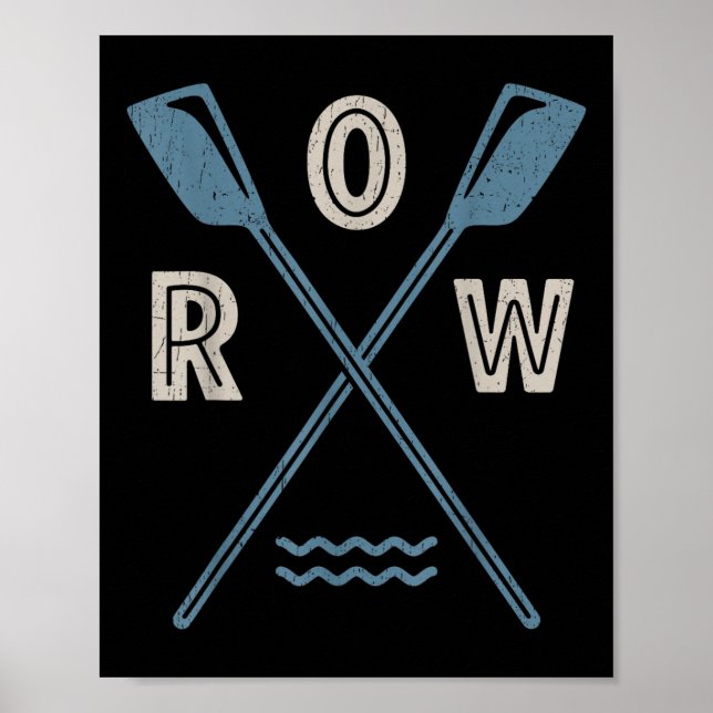 Affiche Équipage de rameur de rang barreur bateau à rames  (Devant)