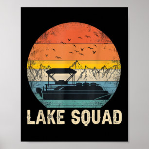 Affiche Équipage du lac capitaine de bateau à ponton vinta