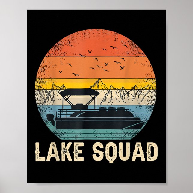 Affiche Équipage du lac capitaine de bateau à ponton vinta (Devant)
