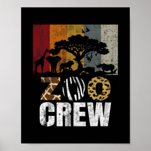 Affiche Équipage rétro du zoo safari faune famille journée