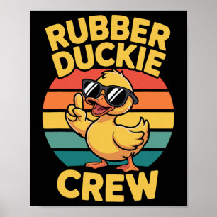 Affiche Équipage Rubber Duckie Amour Canards Rétro Vintage