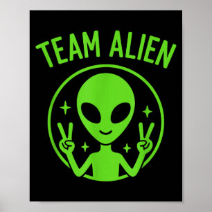 Affiche Équipe Alien - Signe de Paix Extraterrestre Vert D
