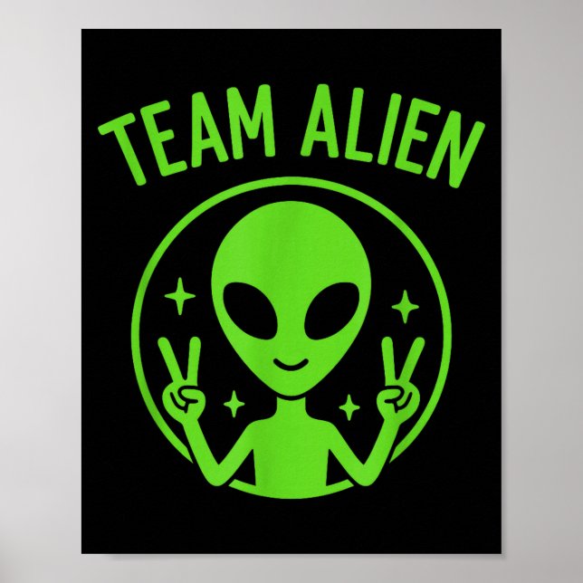 Affiche Équipe Alien - Signe de Paix Extraterrestre Vert D (Devant)