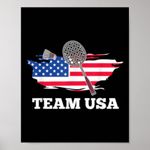 Affiche Équipe américaine Usa Shuttle Raquette Joueur de b