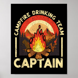 Affiche Équipe Boisson Camping Capitaine Funny Camping Out