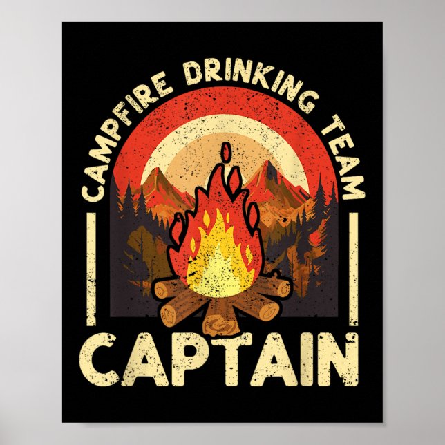 Affiche Équipe Boisson Camping Capitaine Funny Camping Out (Devant)