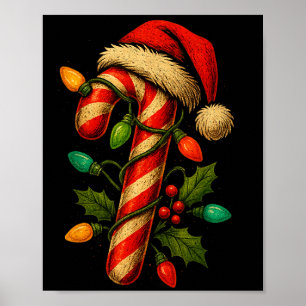 Affiche Équipe Bonbon de Noël Lumières Famille Corresponda