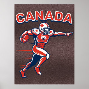 Affiche Équipe Canada Football Dynamique Athlète Patriotiq