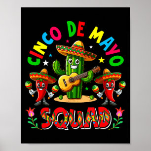 Affiche Équipe Cinco De Mayo Chapeau Cactus Mexicain En Tr
