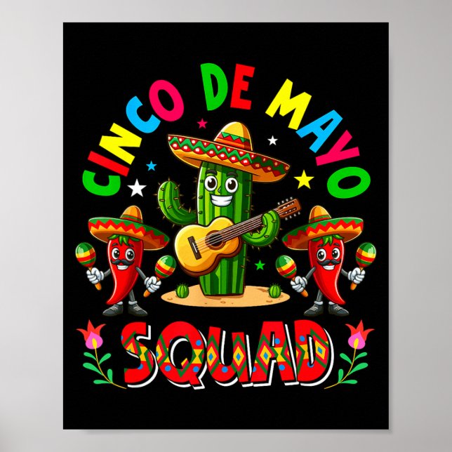 Affiche Équipe Cinco De Mayo Chapeau Cactus Mexicain En Tr (Devant)