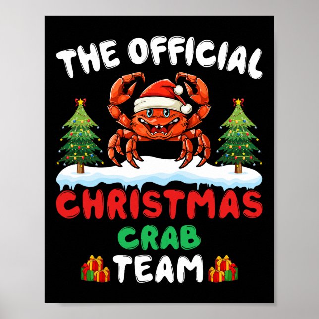 Affiche Équipe Crabe de Noël - Crabe portant un chapeau de (Devant)